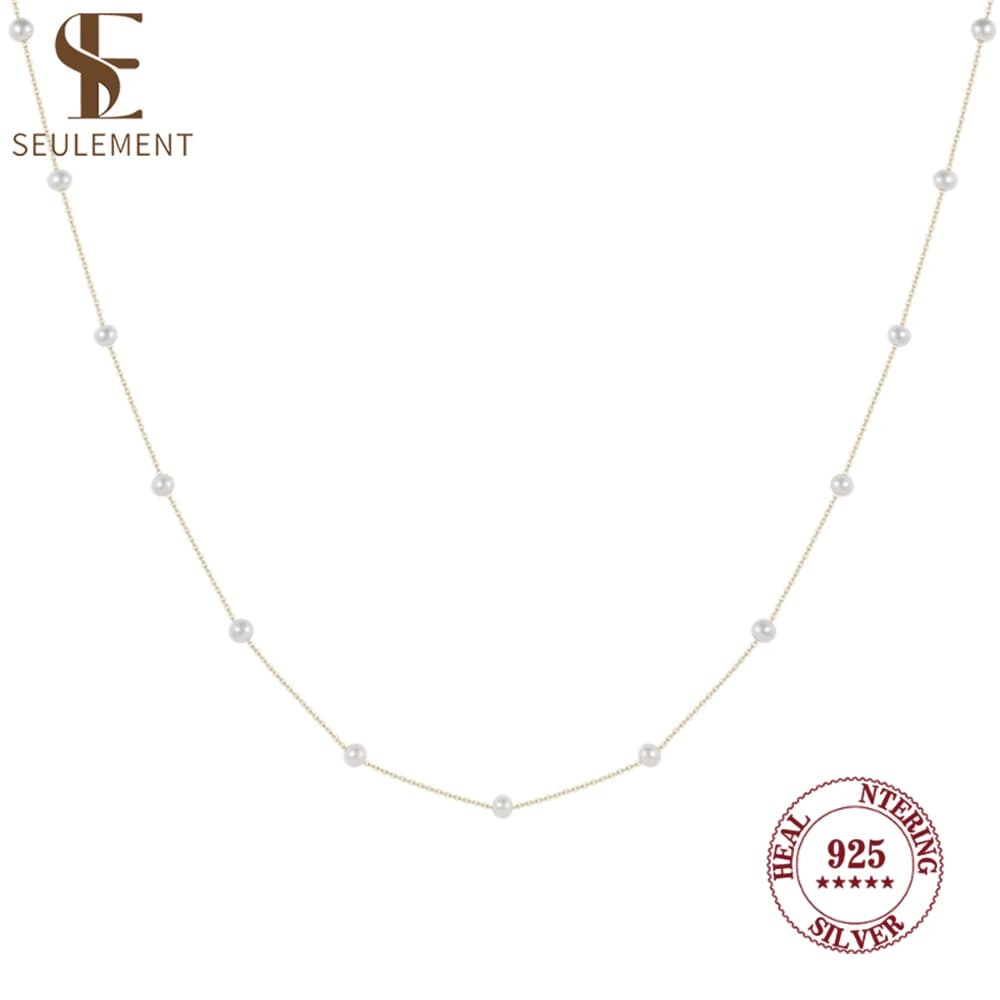 Seulement naturel d'eau douce AK perle collier de perles pour les femmes 925 en argent Sterling tour de cou de luxe accessoires bijoux cadeau