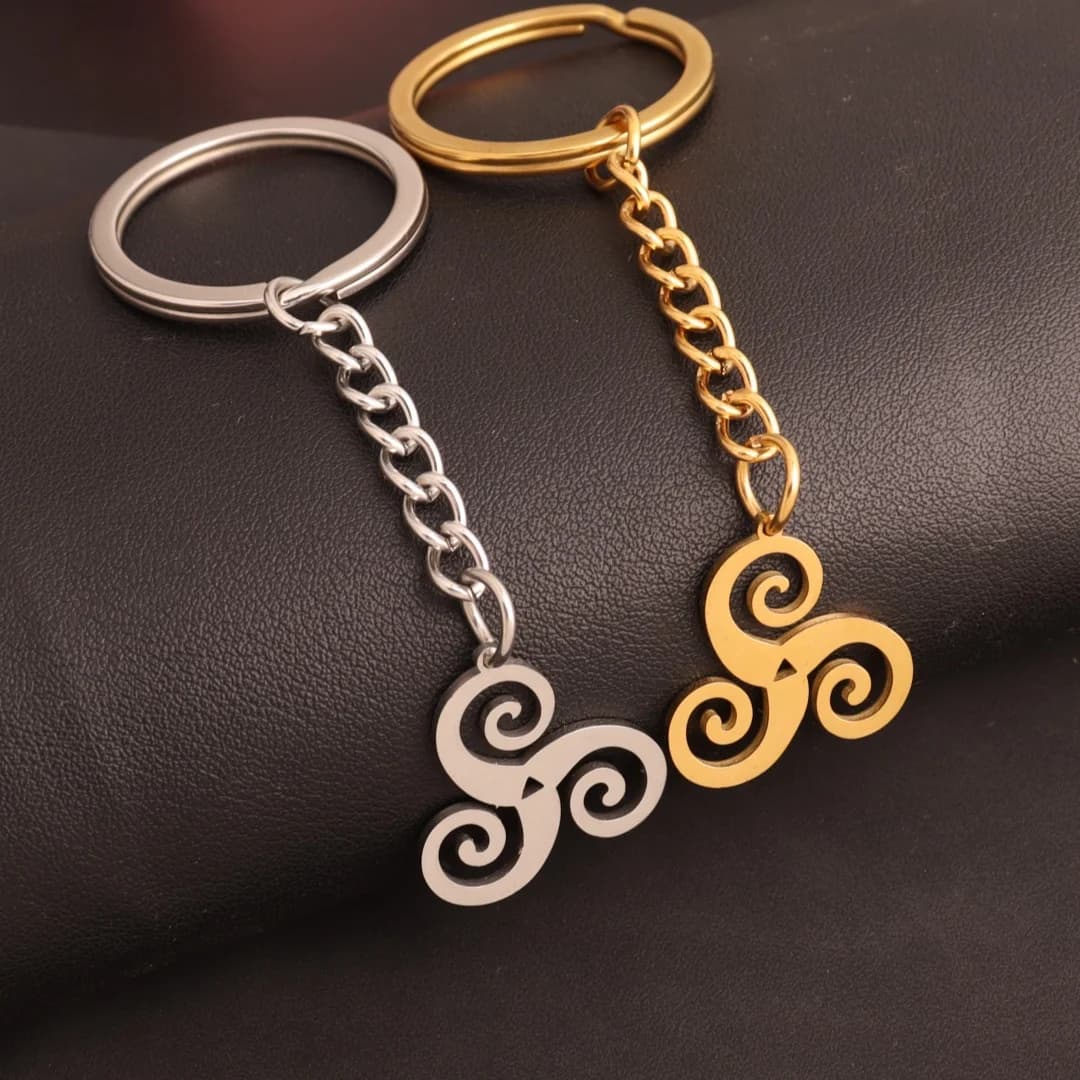 Triskelion spirale porte-clés para Mulheres Homens Acciaio Inoxidável noeud celtique