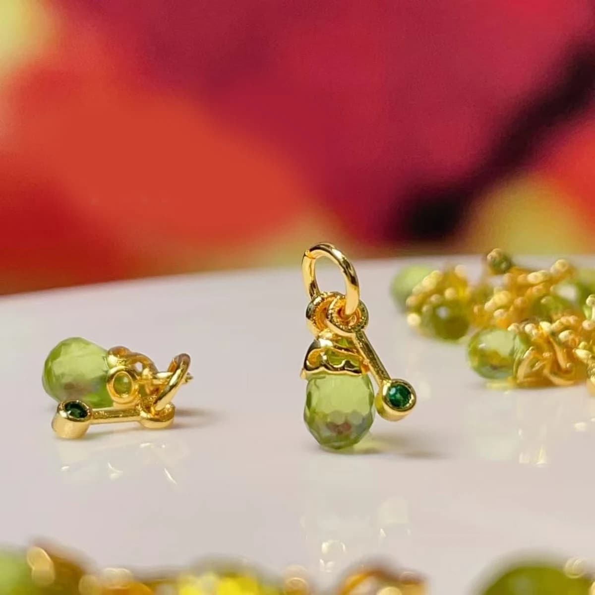 2 pièces bricolage petit pendentif pierre naturelle Olivine pendentif à facettes pour la fabrication de bijoux collier à faire soi-même Bracelet boucles d'oreilles accessoire