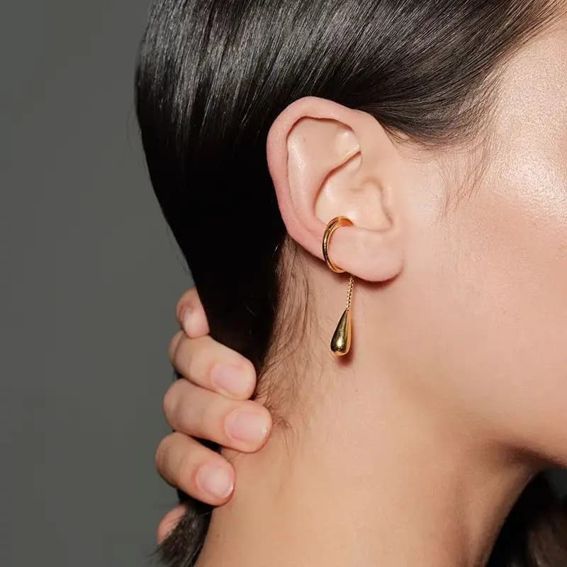 LATS 1 pièce en forme de C en métal larme gland pince boucles d'oreilles pour les femmes pas de piercing oreille manchette Cartilage Clips bijoux de mode