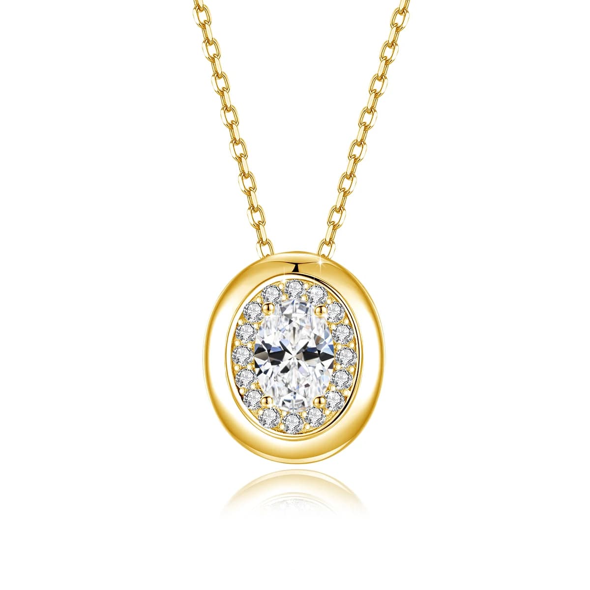Collier ovale D VVS1 Halo Moissanite