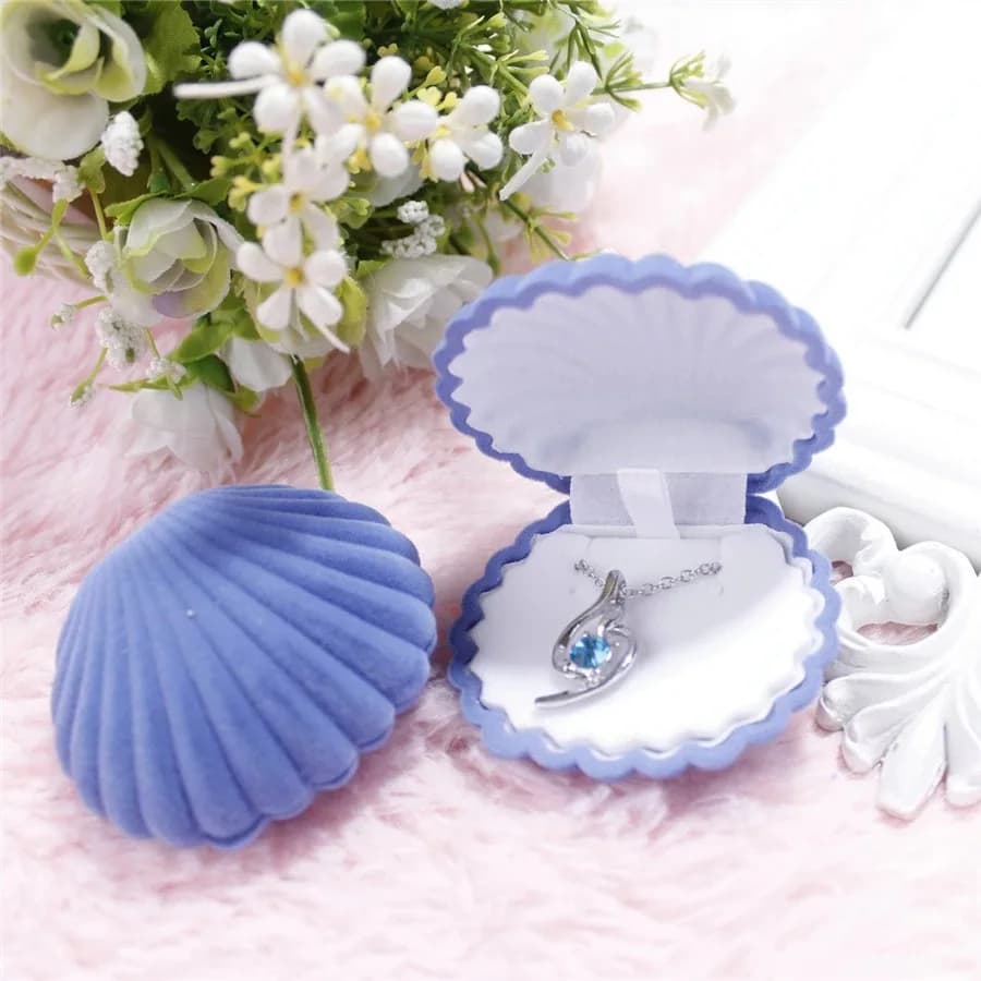 Boîte à bijoux en forme de coquille pour bagues et boucles d'oreilles