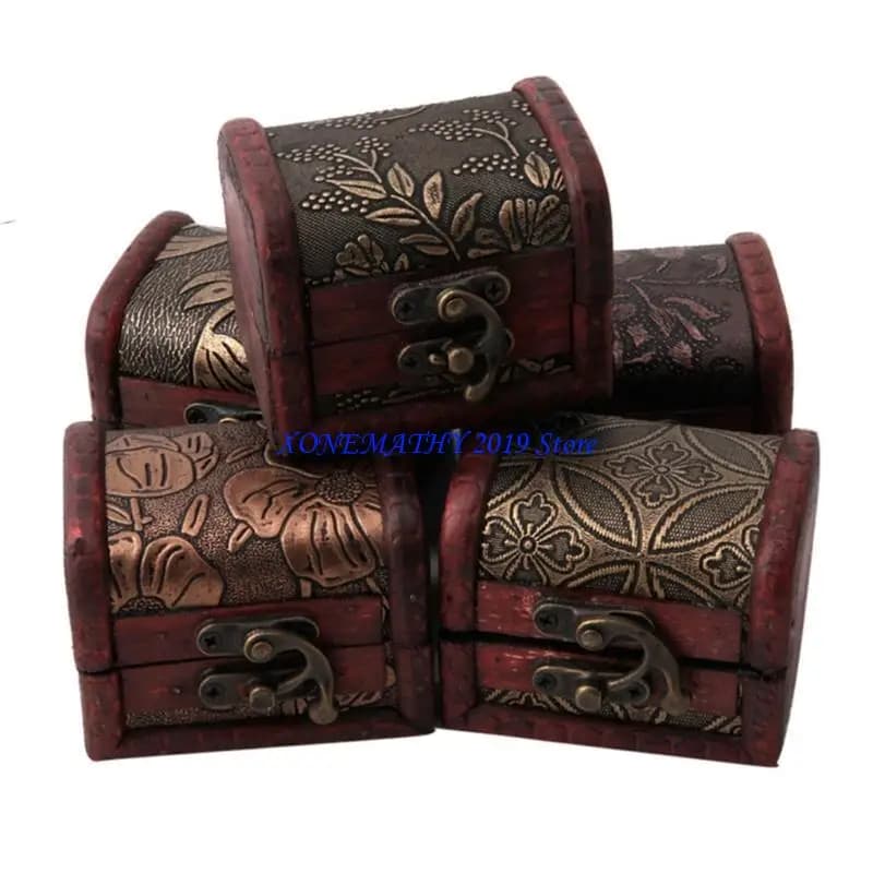 Boîte à bijoux accessoires Oriental F42F, boîte en bois, conteneur décoratif pays, boîte rangement rétro,