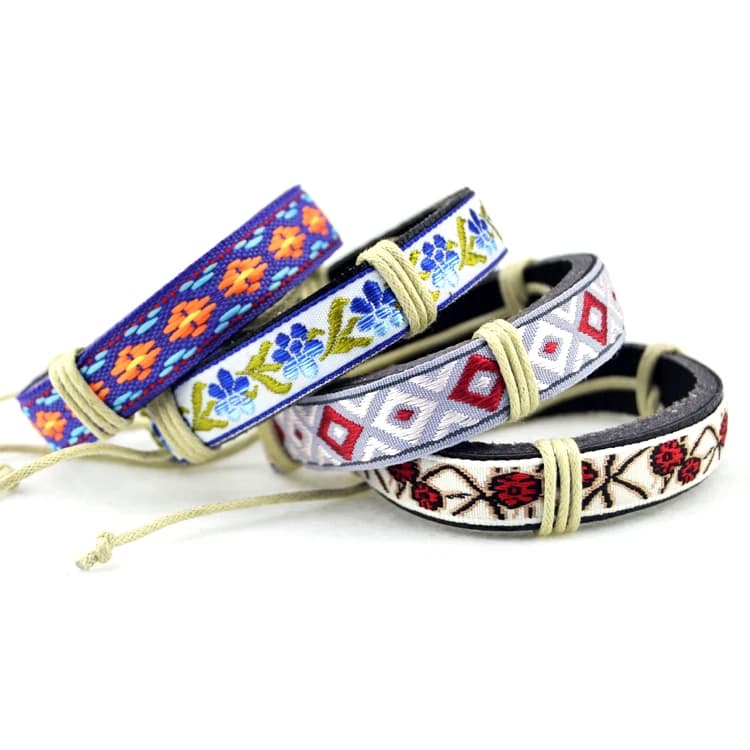 Bracelet en cuir de style ethnique pour femmes et hommes, accessoires originaux, bijoux faits à la main, vente en gros # EZ220