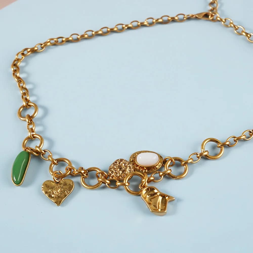 Grand collier pendentif artisanal lourd, bijoux en acier inoxydable, cadeau d'anniversaire, Banquet à chaîne en argent, accessoires de voyage, tendance