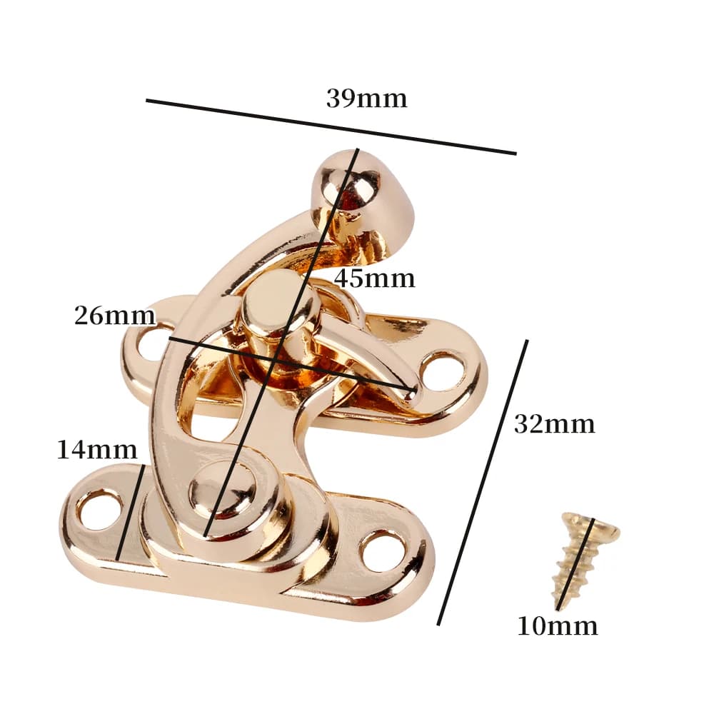 3.8CM bijoux poitrine cadeau vin boîte en bois étui bascule loquet en cuir sac à main valise moraillon crochet serrure fermeture pour femmes sacs