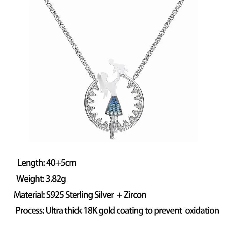 Collier pendentif mère et enfant LinkerLove S925 en argent sterling plaqué or 18 carats pour femmes, cadeaux de bijoux pour la fête des mères