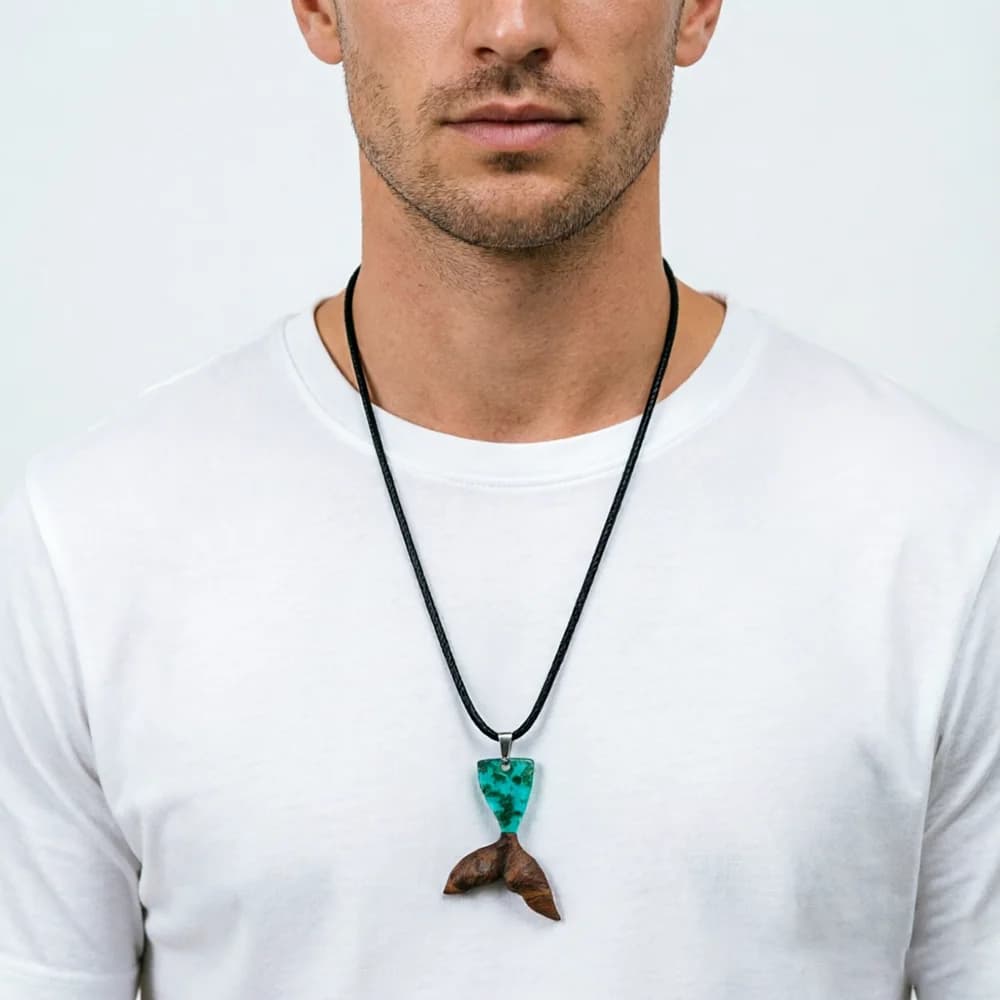 Collier pendentif queue de sirène unisexe, 17 pouces, 3 options de couleur, accessoire de cou pour la plage d'été, bijoux décontractés et polyvalents pour les vacances