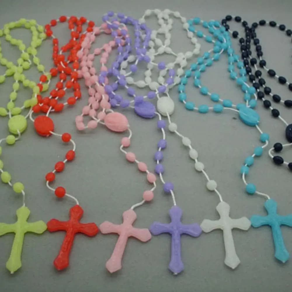 Collier chapelet croix Shoous pour hommes et femmes, bijoux religieux, catholique, plastique, le plus récent, 4.5x2.7 cm