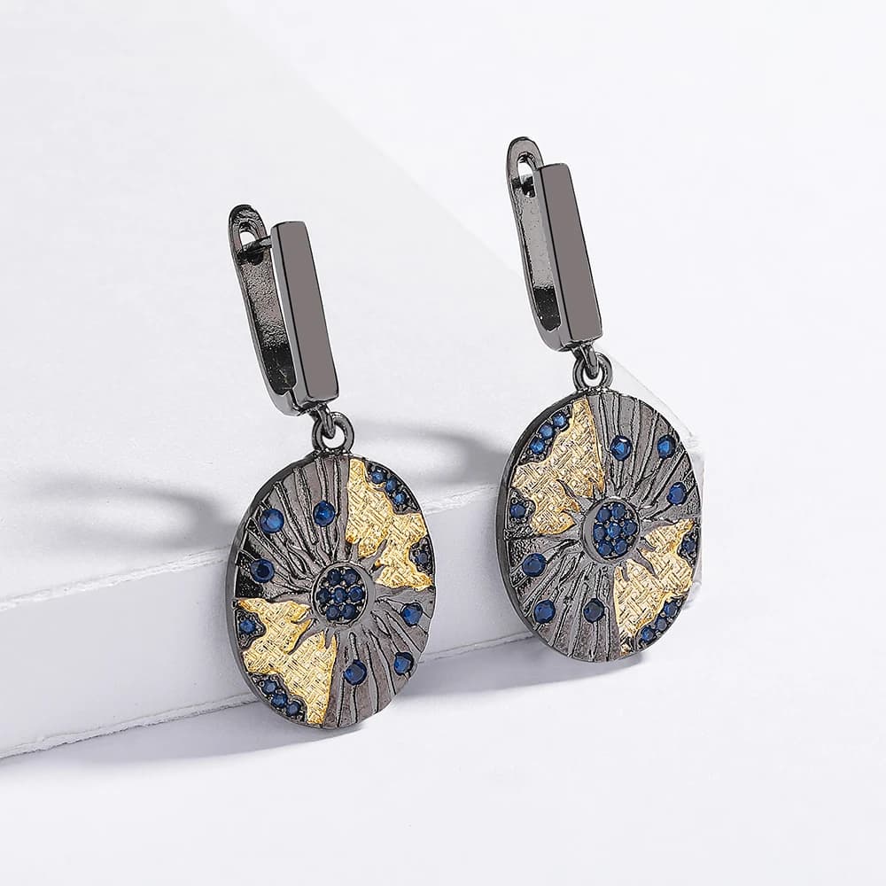 Bijoux en or noir de haute qualité, cadeau d'anniversaire, mode étoile lune Zircon, boucles d'oreilles cadeau d'anniversaire pour femmes