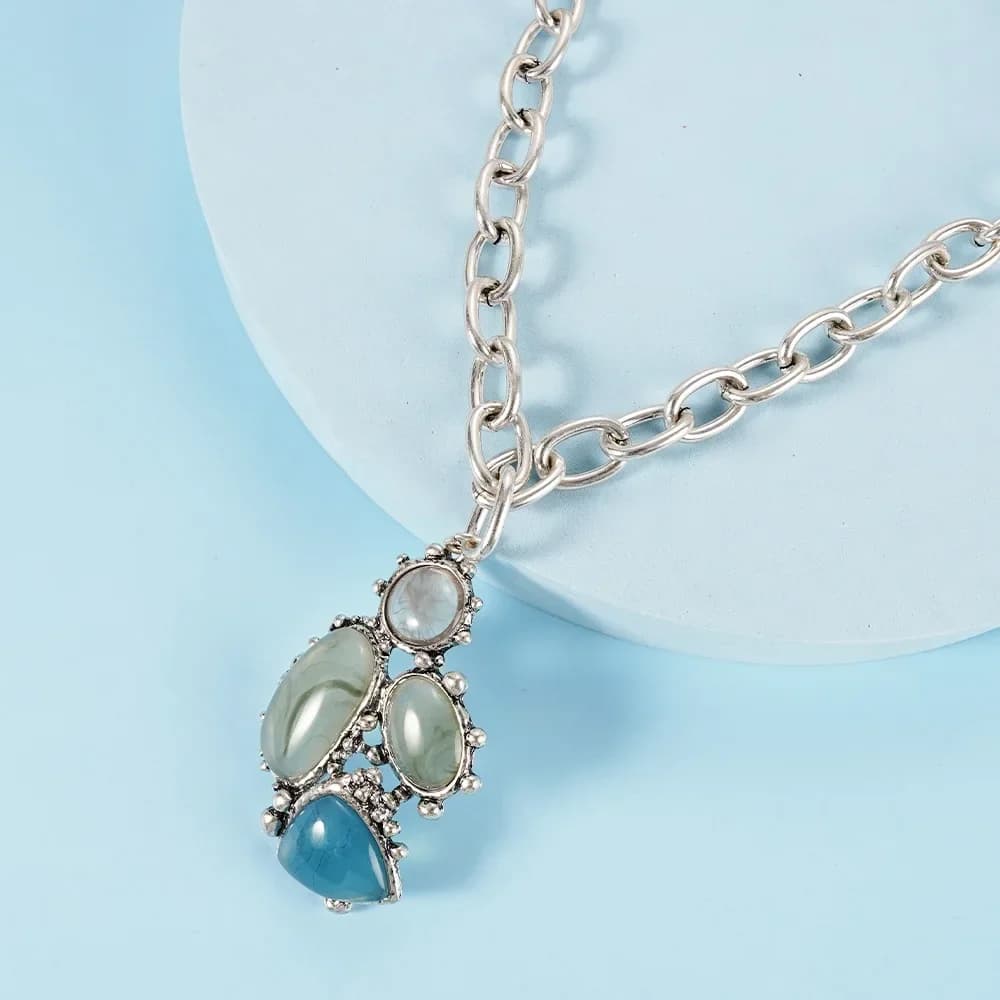 Grand collier pendentif artisanal lourd, bijoux en acier inoxydable, cadeau d'anniversaire, Banquet à chaîne en argent, accessoires de voyage, tendance
