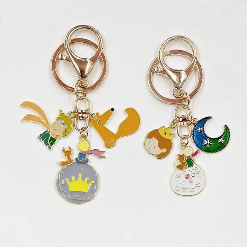 Porte-clés de Couple Prince, joli, dessin animé, petit renard, sac, pendentif de voiture, accessoires, bijoux classiques de conte de fées