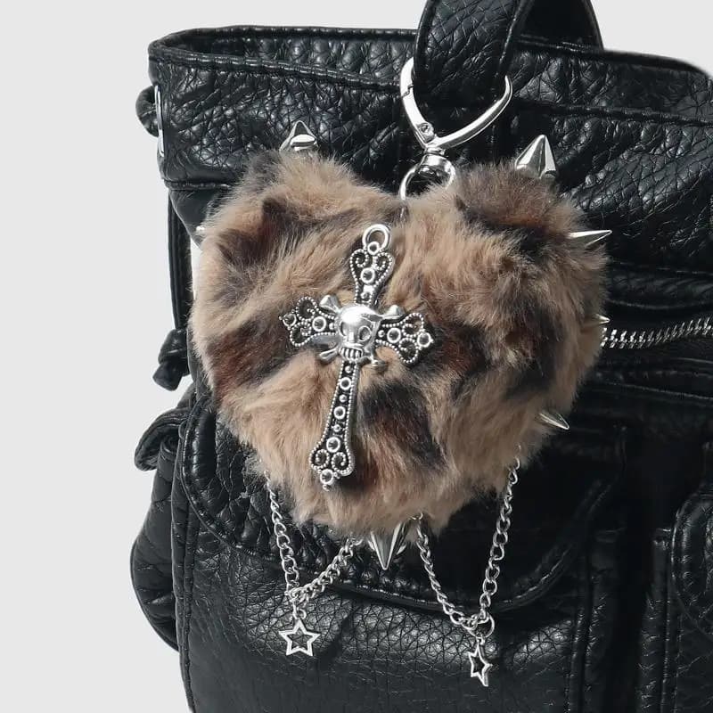 Porte-clés Punk à Rivets Imprimé Léopard
