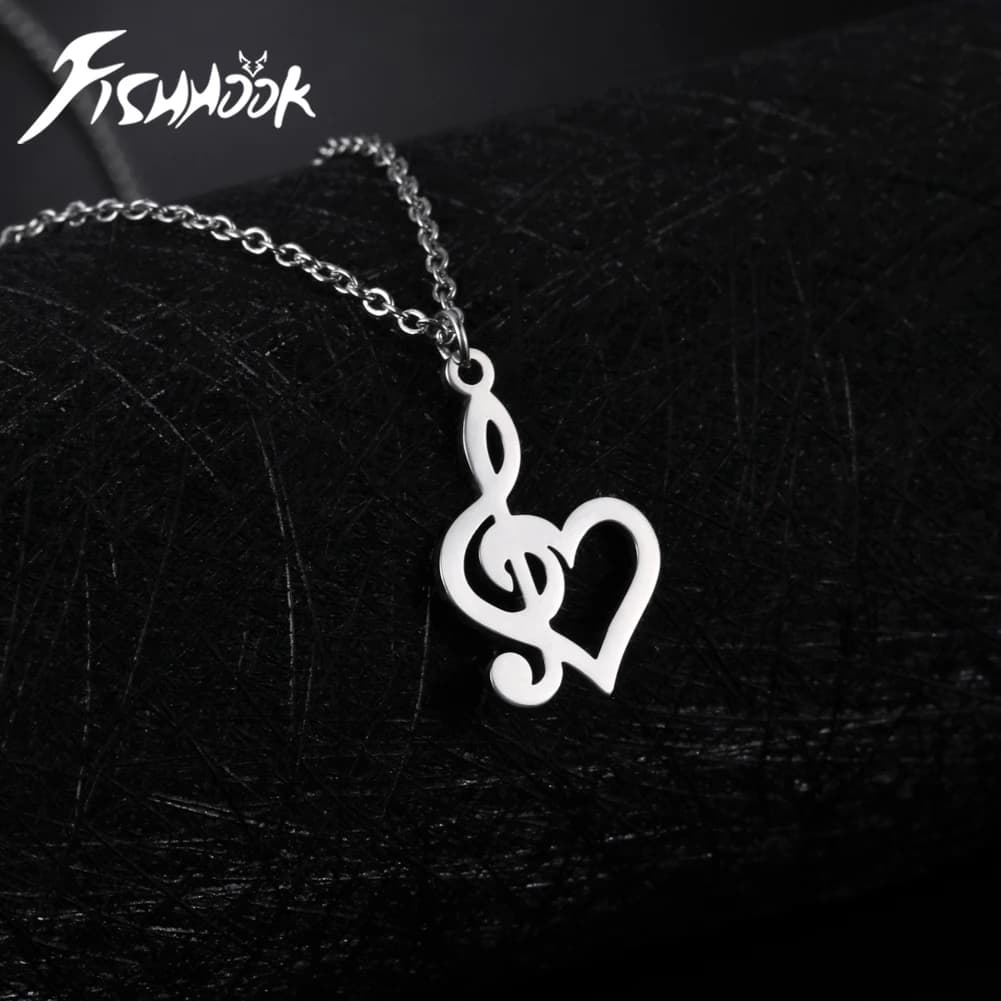 Collier avec pendentif en forme de note de musique