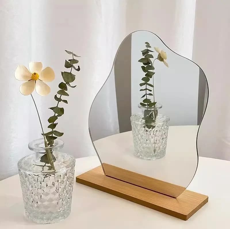 Miroir sur pied décoratif pour bureau, maquillage, ornement de bureau, miroir acrylique irrégulier pour la décoration de la maison