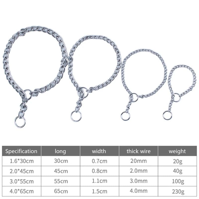 Collier chaîne pour chien, collier antidérapant robuste, en fer inoxydable argenté avec placage, entraînement pour chiens