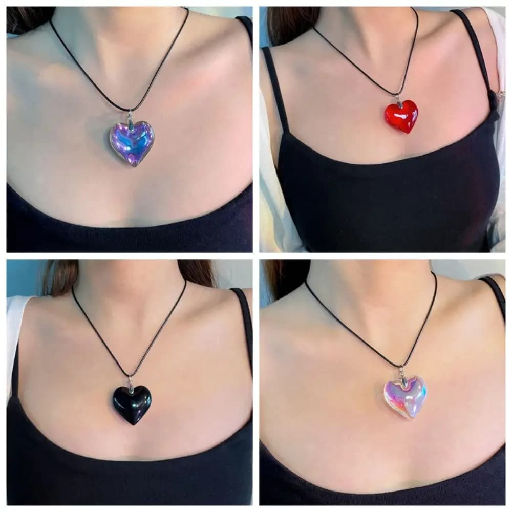 Collier Cœur Punk en Cristal, Pendentif Cœur Rouge Gothique Vintage, Bijoux Y2K, Ras-de-cou Cœur pour Amoureux, Accessoires de Bijoux