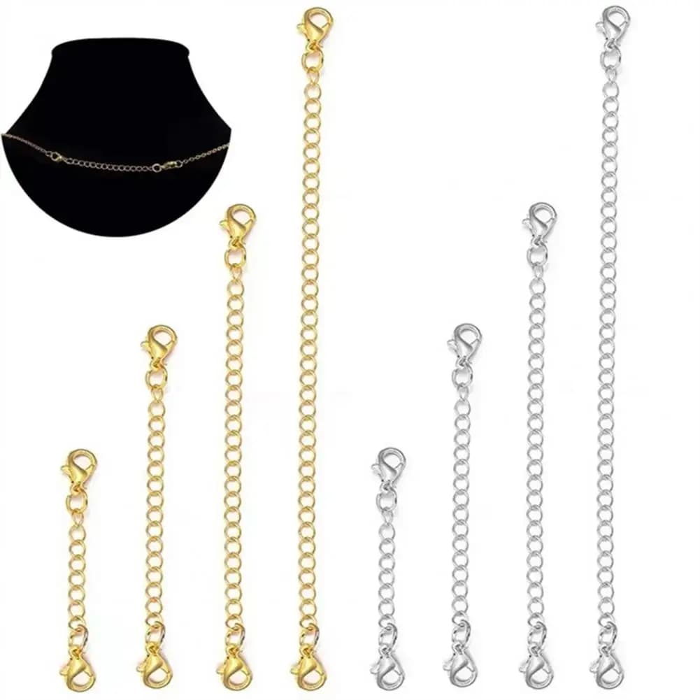 Extension de collier pour femmes, 5 pièces, boucle de chaîne, Double tête, fermoir à homard, bijoux à bricoler soi-même, extension de collier en métal, maillons de chaîne