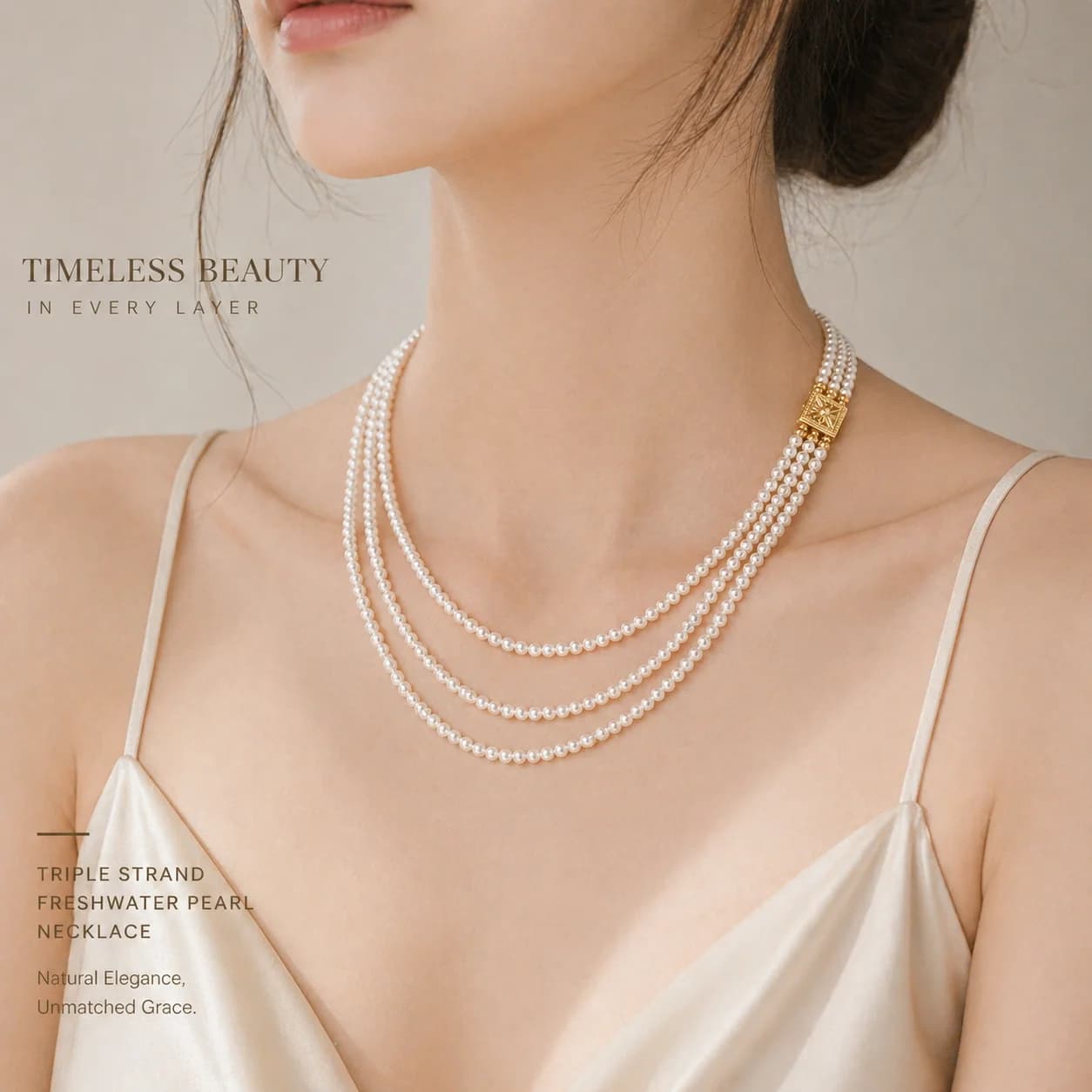 Collier de perles d'eau douce naturelles de 3-4 mm