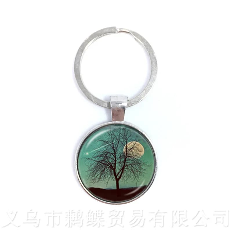 Porte-clés arbre de vie, Cabochon en verre, bijoux, accessoires, cadeau pour hommes et femmes
