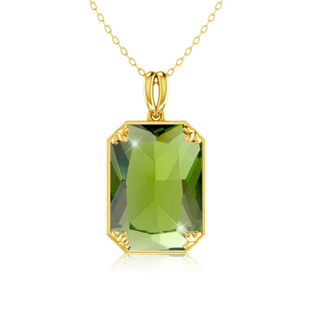 Collier en argent Sterling véritable, pendentif péridot, pierre de naissance plaquée or, bijoux fins, accessoire de fête d'anniversaire pour femmes