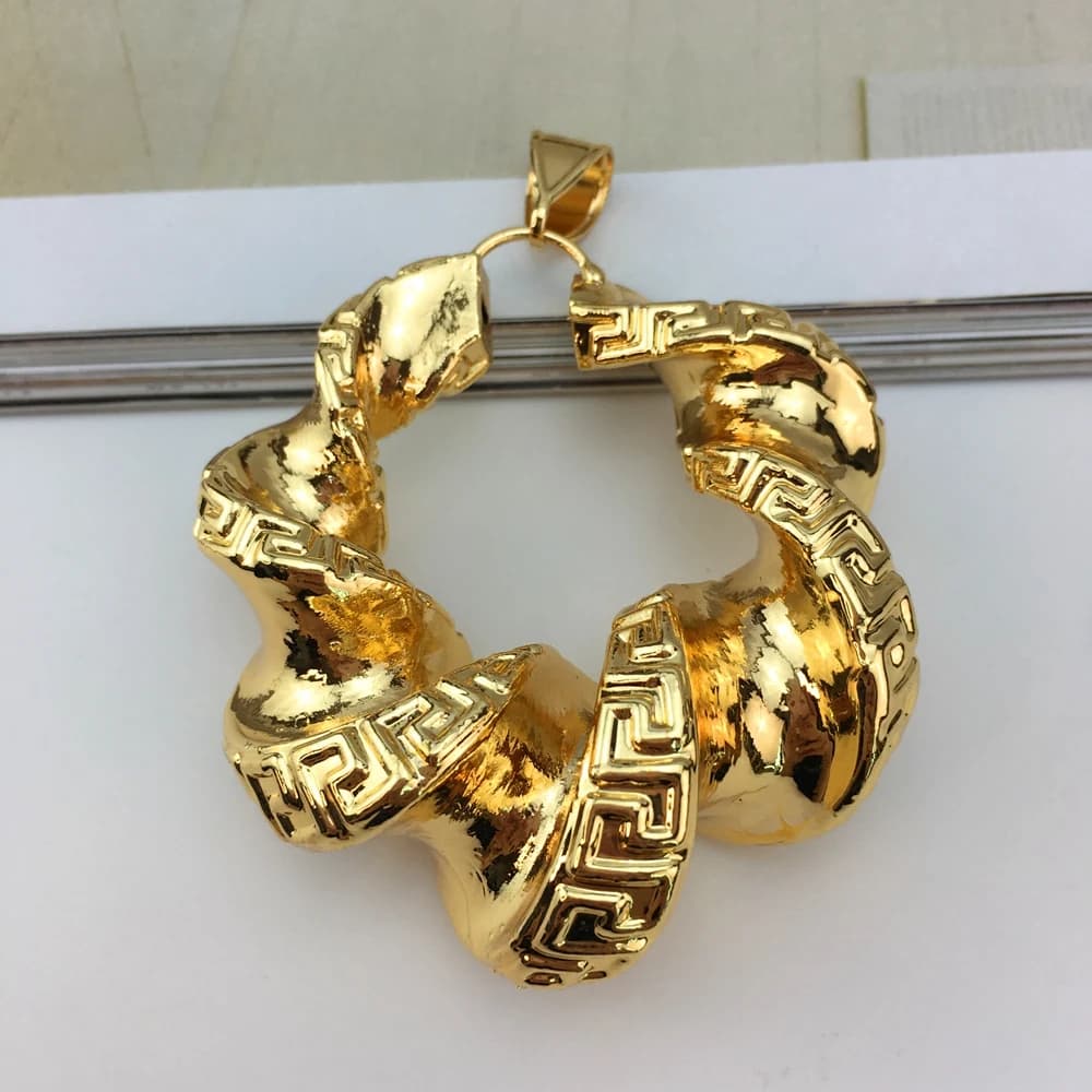 EMMA-Boucles d'Oreilles et Collier en Plaqué Or 18K pour Femme, Grand Cercle, Pendentif, Tendance, ixde Mariage, Amoureux, Cadeau pour Fille