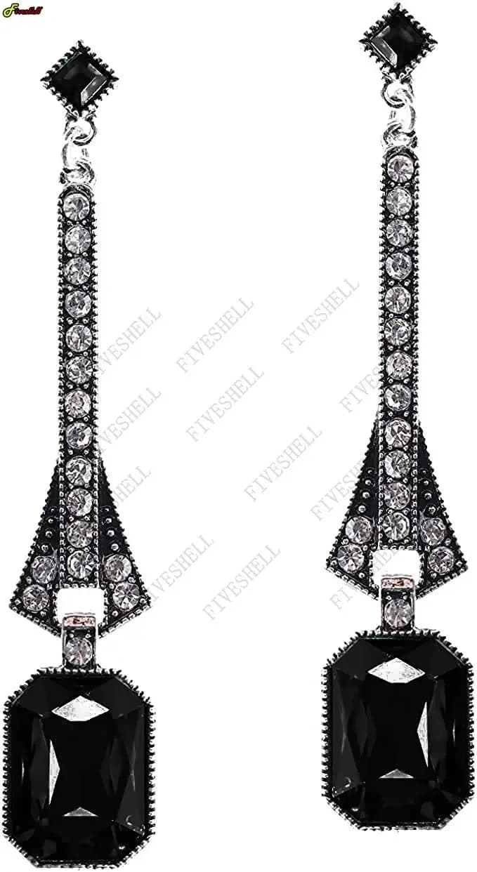 Art déco Antique Vintage Style clapet boucles d'oreilles pour femmes