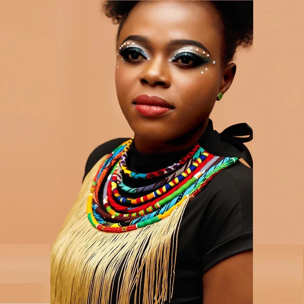 Collier femme bijoux tissu africain Batik