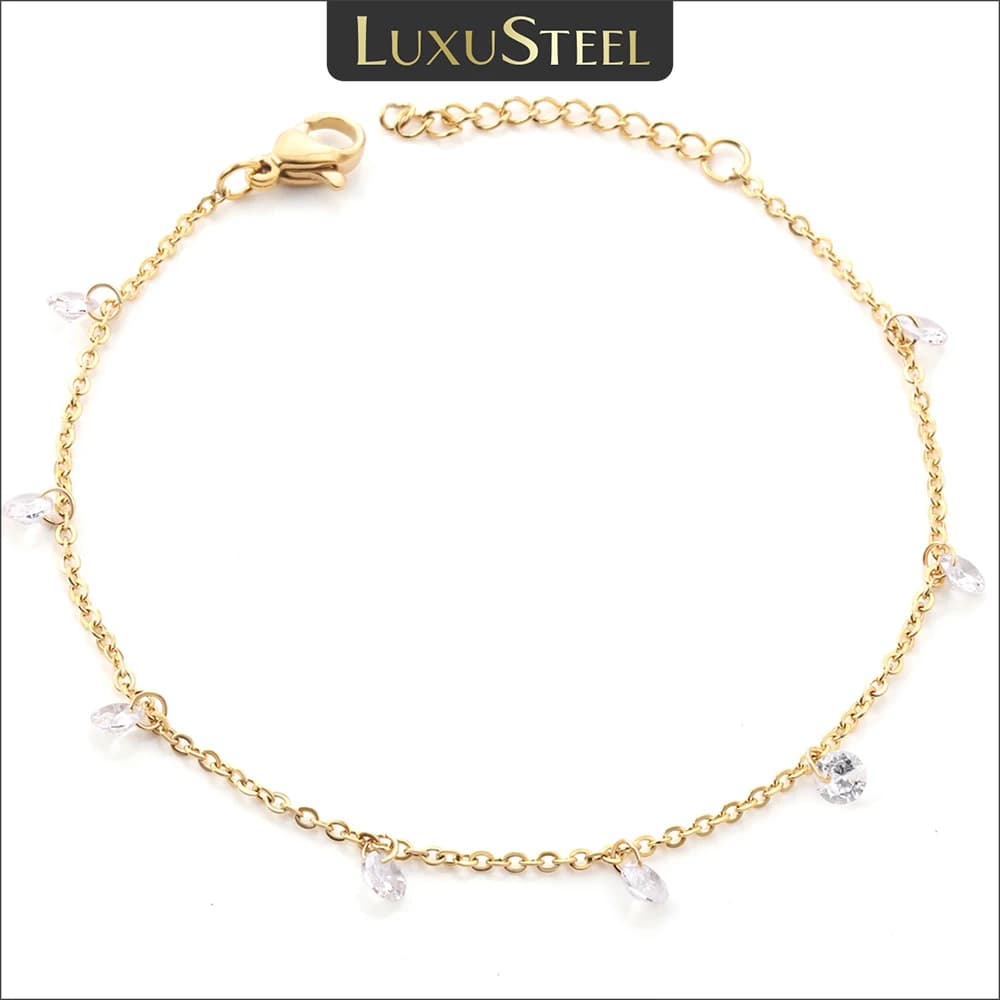 Bracelets de luxe en acier inoxydable pour femmes plaqué or couleur argent charme cubique zircone lien chaîne