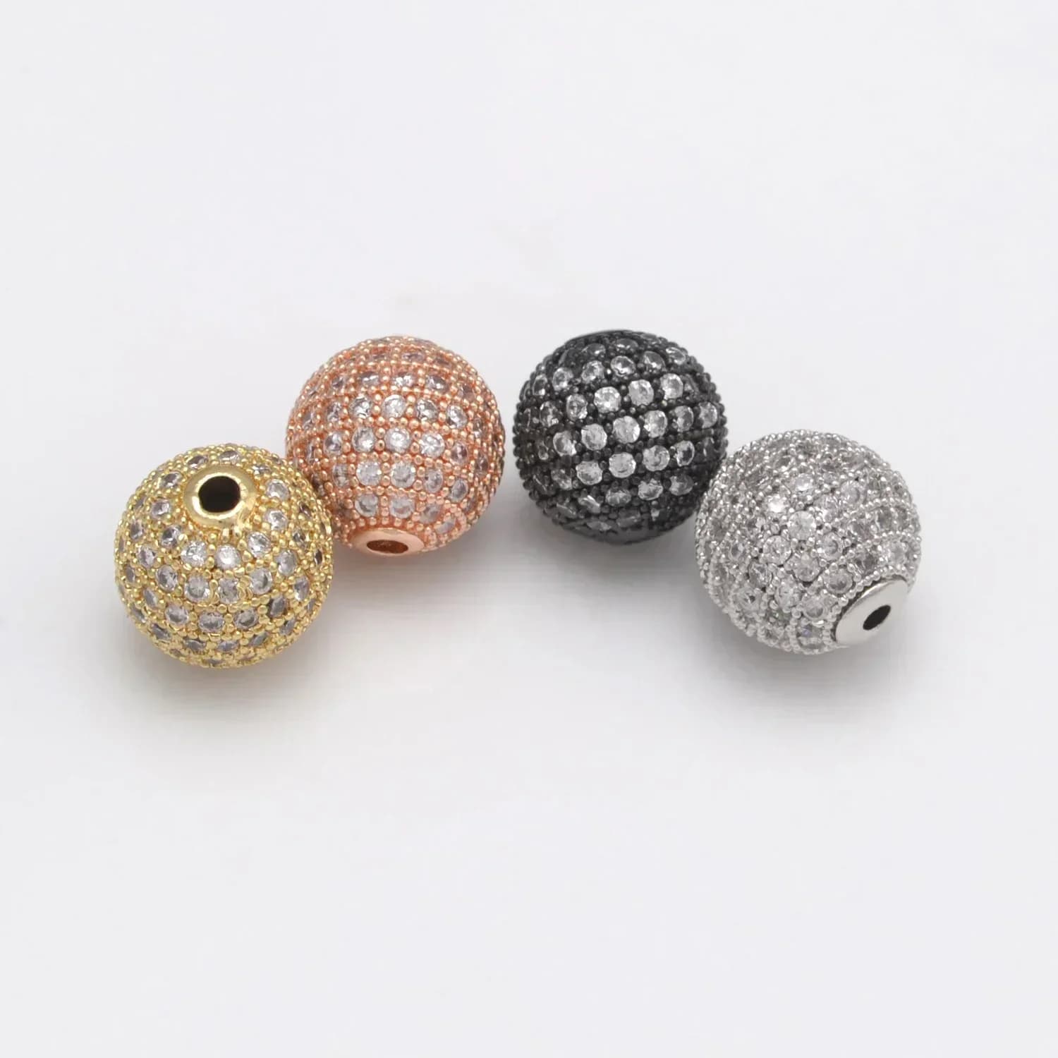 Perles pour la fabrication de bijoux, accessoires de couleur or argent, perles d'espacement en Zircon pavé, chaîne de perles, collier, Bracelet, chaîne, breloques