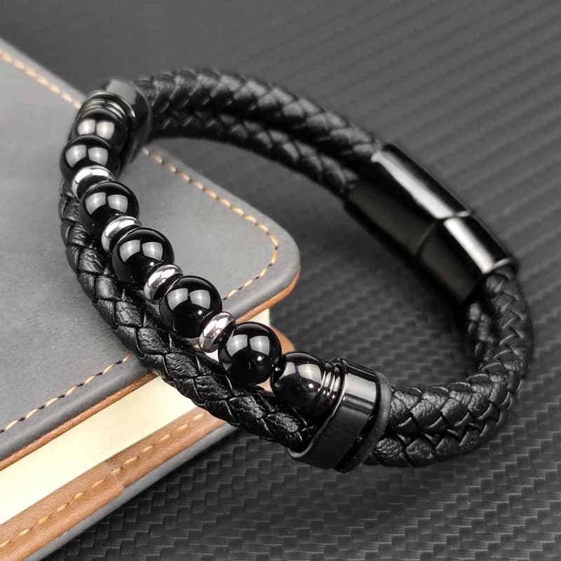Bijoux 2025 bijoux Chakra chapelet pour hommes chaîne en acier inoxydable perles pour Bracelets en cuir véritable femmes pierre naturelle magnétique
