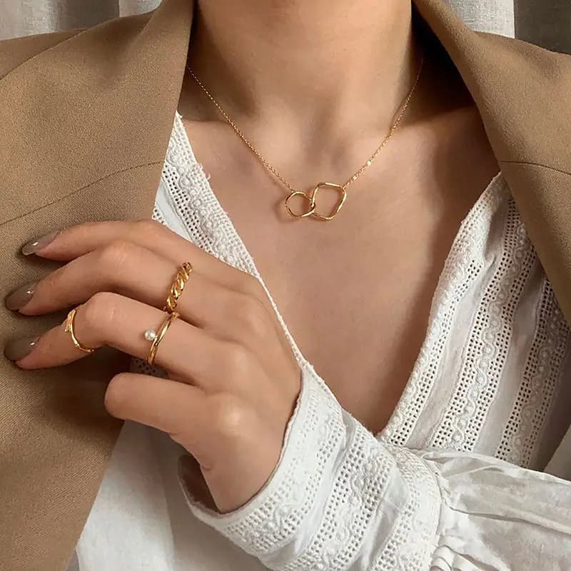 Collier Ras du Cou Géométrique Exquis pour Femme, Deux Colliers de Forme Ronde, Cadeau d'Anniversaire, Bijoux Fantaisie, Femme