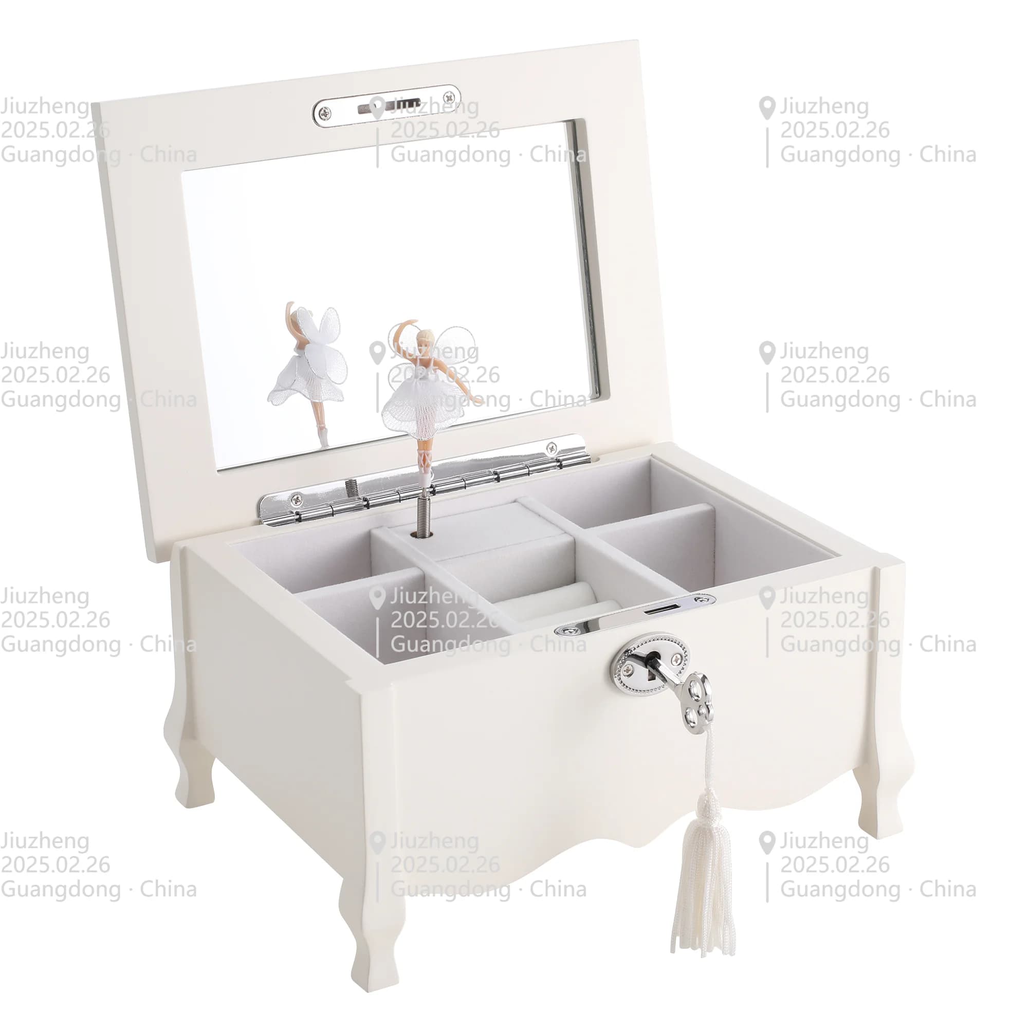 Boîte à bijoux musicale ballerine en bois avec miroir pour filles