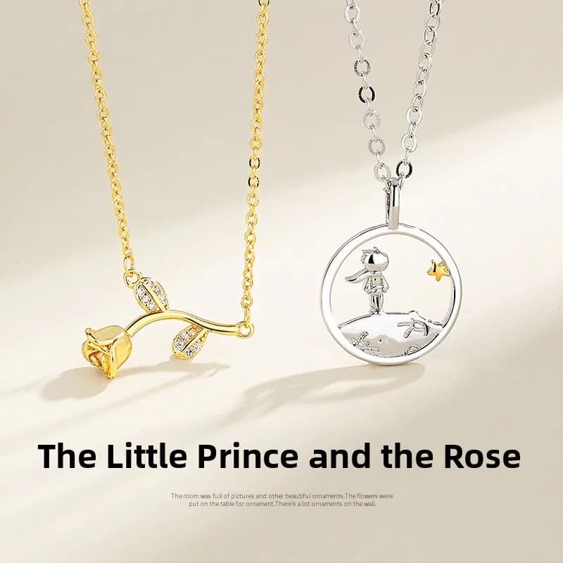 Ensemble de colliers pour couple, pendentif fleur doré, style coréen tendance, chaîne croisée simple couche pour homme et femme, bijoux design rose