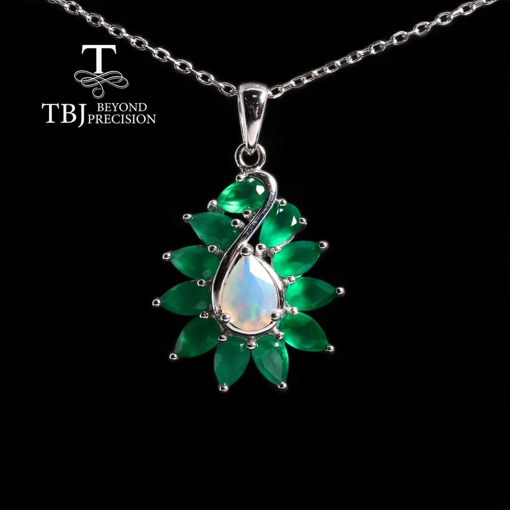 Collier pendentif en agate verte naturelle de luxe 2026 avec opale