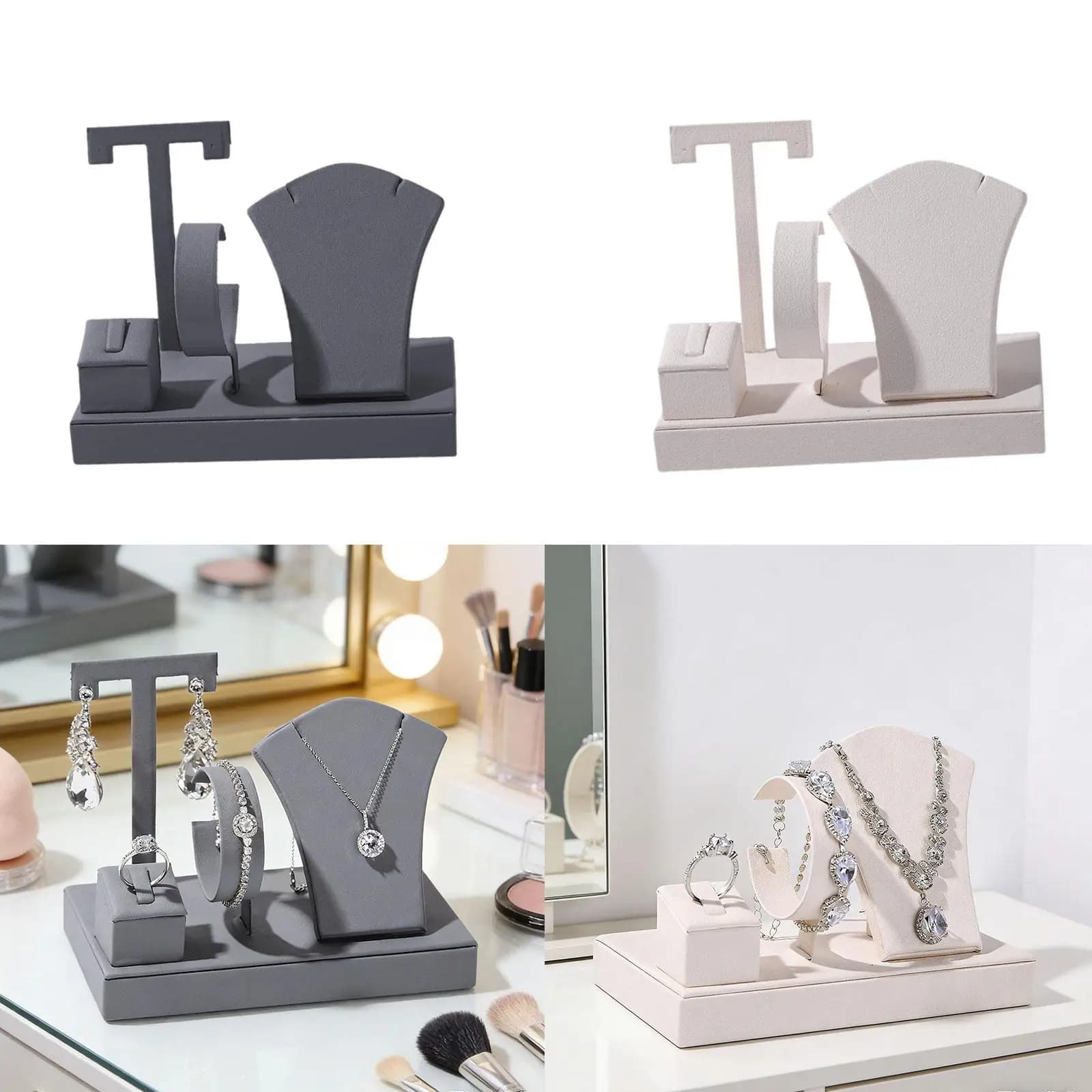 Ensemble de présentoirs à bijoux, support de présentation de colliers en cuir PU, organisateur de bracelets pour la maison, le magasin et les salons professionnels