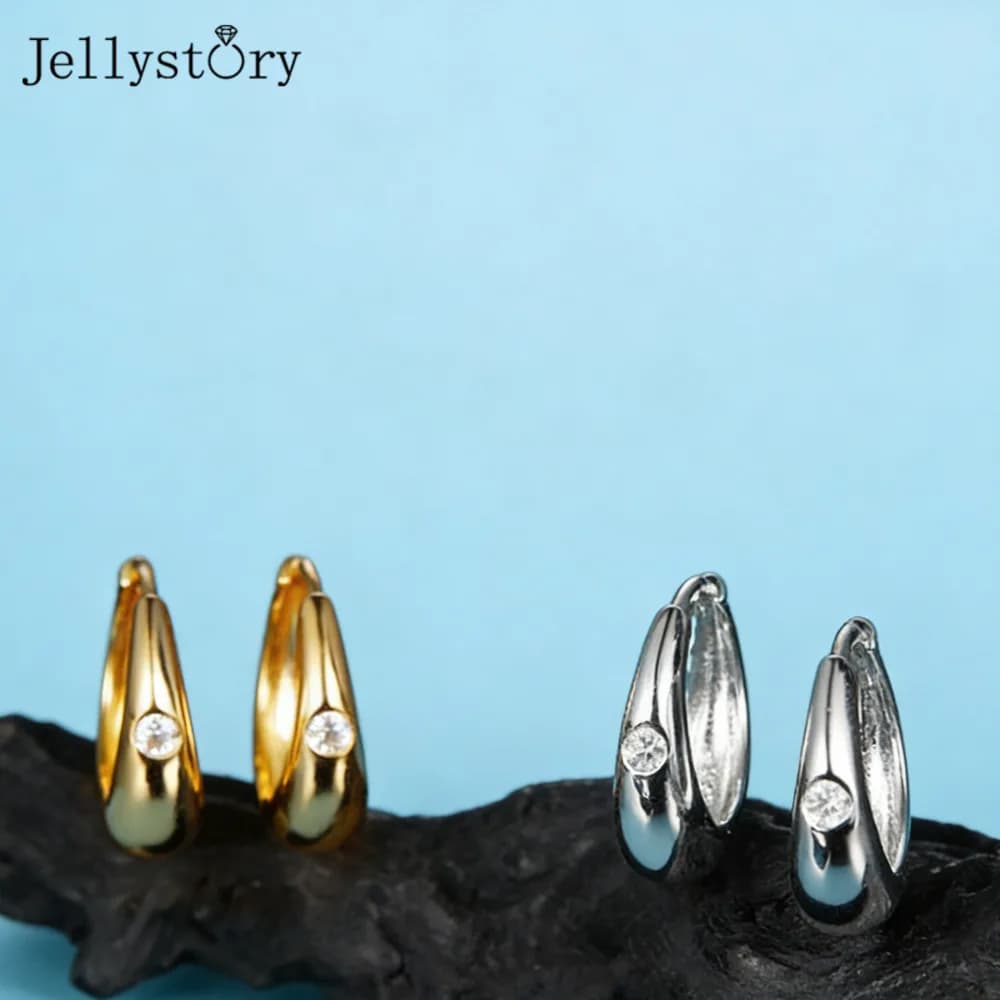 Boucles d'oreilles exclusives en argent sterling S925 avec moissanite, design minimaliste, luxe léger, haut de gamme, design unique, bijoux de tous les jours, cadeau pour femme
