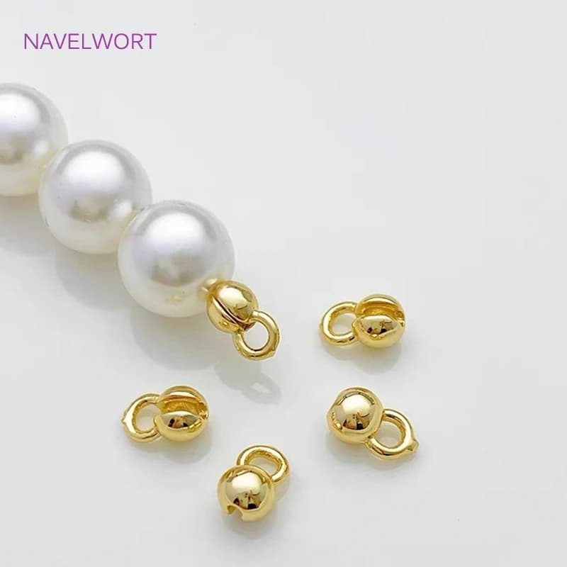 Embouts de perles en laiton plaqué or 18 carats, 4mm, pointes à sertir avec boucle, pour collier à faire soi-même, accessoires de fabrication de bijoux
