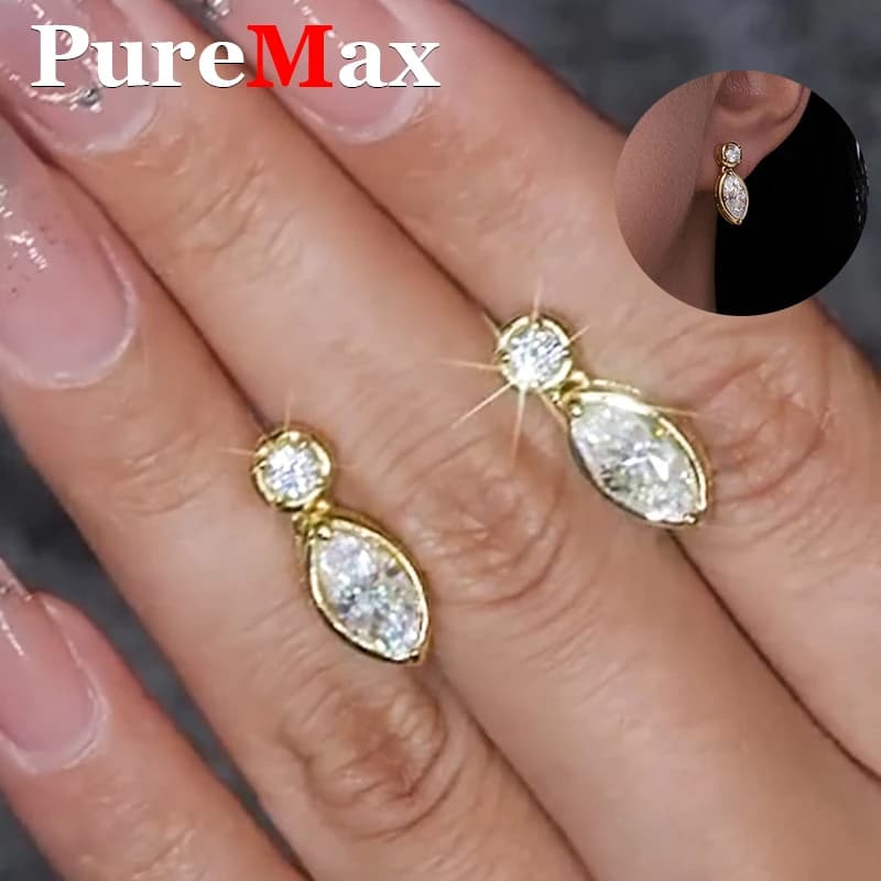 1ct Marquise certifié Moissanite pierres boucle d'oreille de mariage pour les femmes fête 925 argent