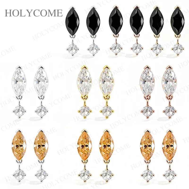 Boucles d'oreilles en moissanite taille marquise 2