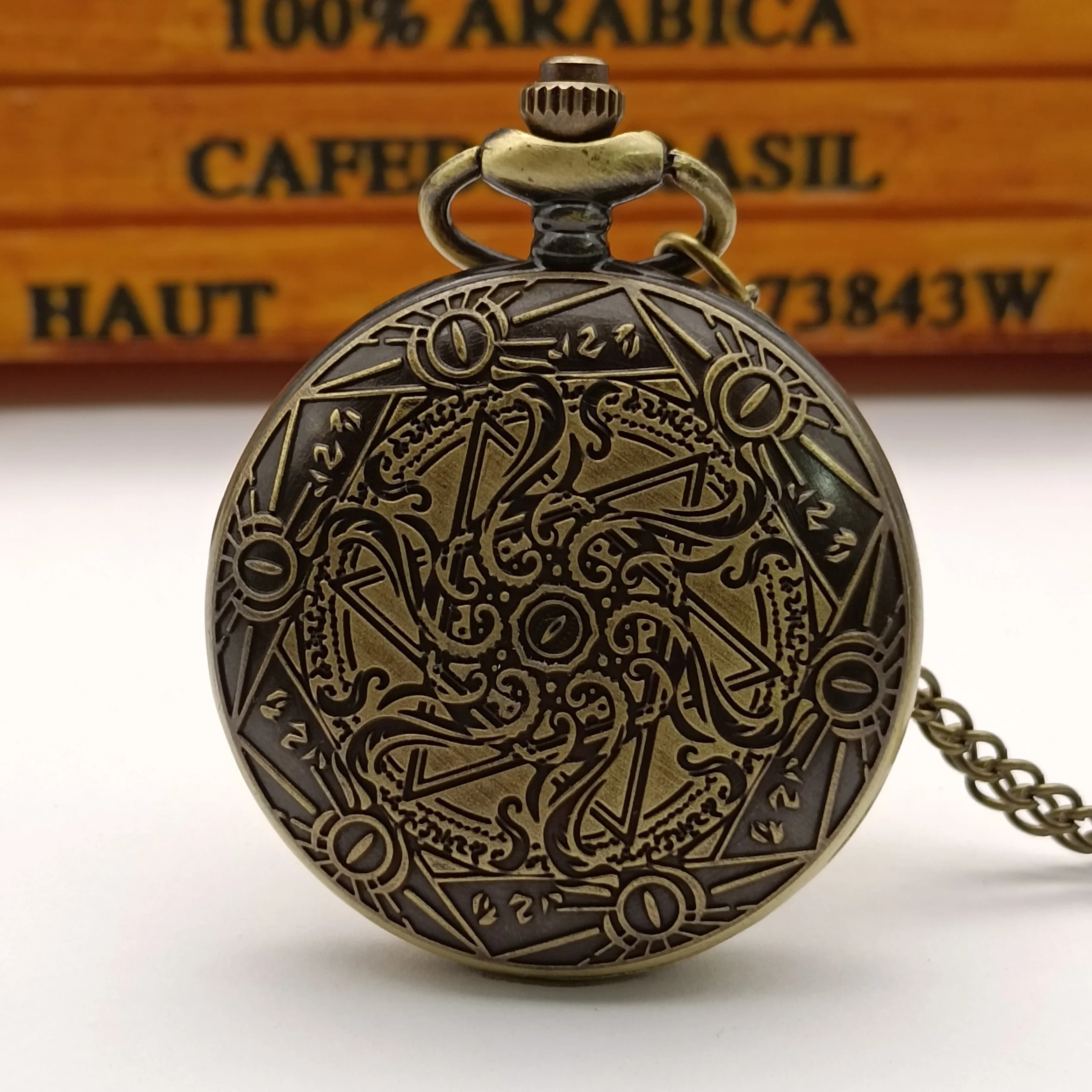 Montre de Poche Vintage en Bronze localité Thème Zodiaque, Bijou Romain, Litéral, Anglais, Pendentif, Collier, Collection Cadeau