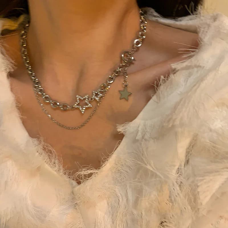Y2K – collier avec pendentif étoile en Zircon pour femmes, luxe, doux et Cool, Punk, cœur, chaîne de clavicule, nouveaux bijoux à la mode, cadeau de fête, 2023
