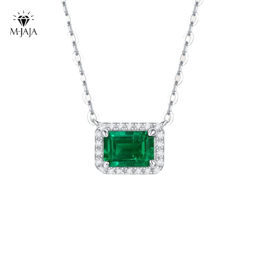 M-JAJA 1ct pendentif émeraude collier S925 en argent Sterling laboratoire cultivé collier de pierres précieuses pour les femmes plaqué or 18K bijoux fins cadeau