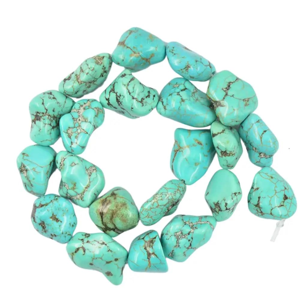 Perles en vrac de pépite de pierre précieuse turquoise bleue avec trou pour la fabrication de bijoux