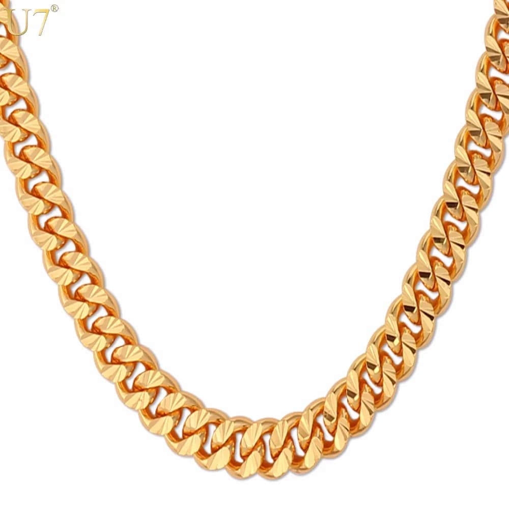 U7 Curb JONecklace Hollow Miami Cuban Link for Men
