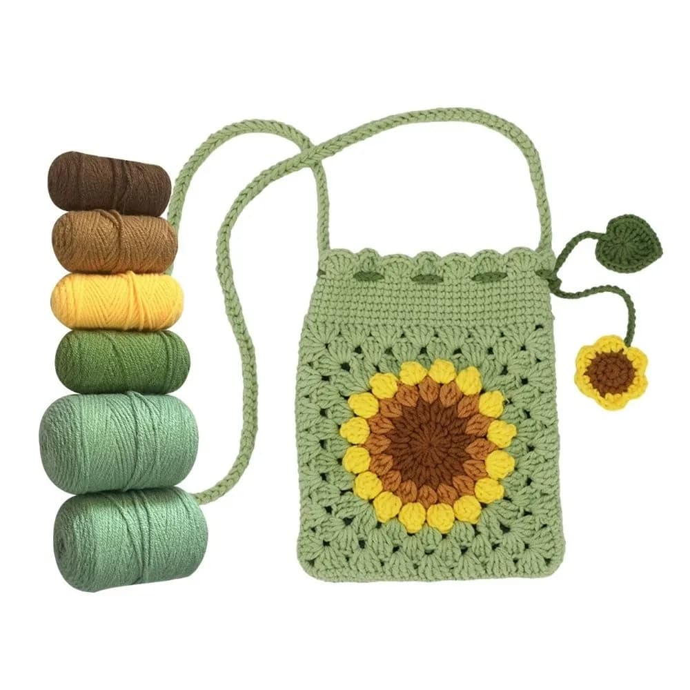 Mignon bricolage Crochet sac à bandoulière tricoté fleur