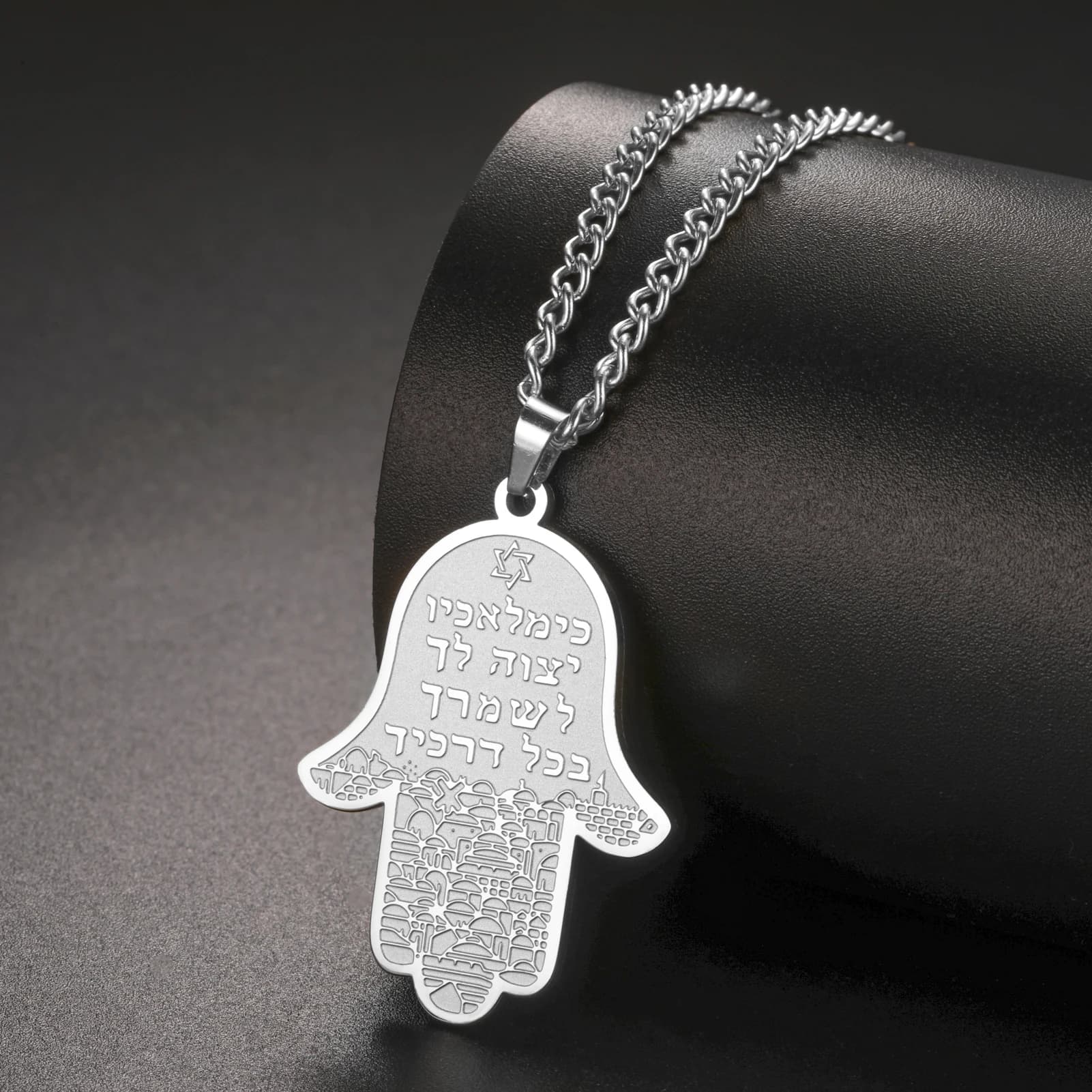 Jeshayuan-Collier Pendentif Main de Fatima Hamsa pour Femme et Homme, Acier Inoxydable Hébreu de Jérusalem, Colliers de la raq, Bijoux de ix, Cadeau, Nouveau