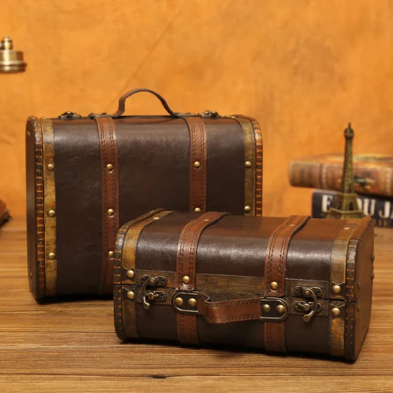 Boîte de rangement en bois de style antique avec serrure, valise médiévale, coffre de sagesse, colliers de la présidence, collection d'art, boîte-cadeau d'évaluation de bijoux