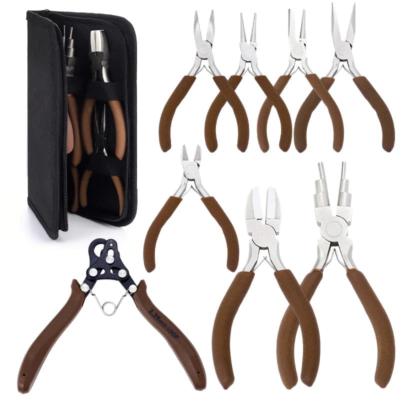 Ensemble de fournitures de pinces professionnelles, 8 pièces, Kit d'outils pour la fabrication de bijoux, bricolage, réparation artisanale, emballage de fil, perles