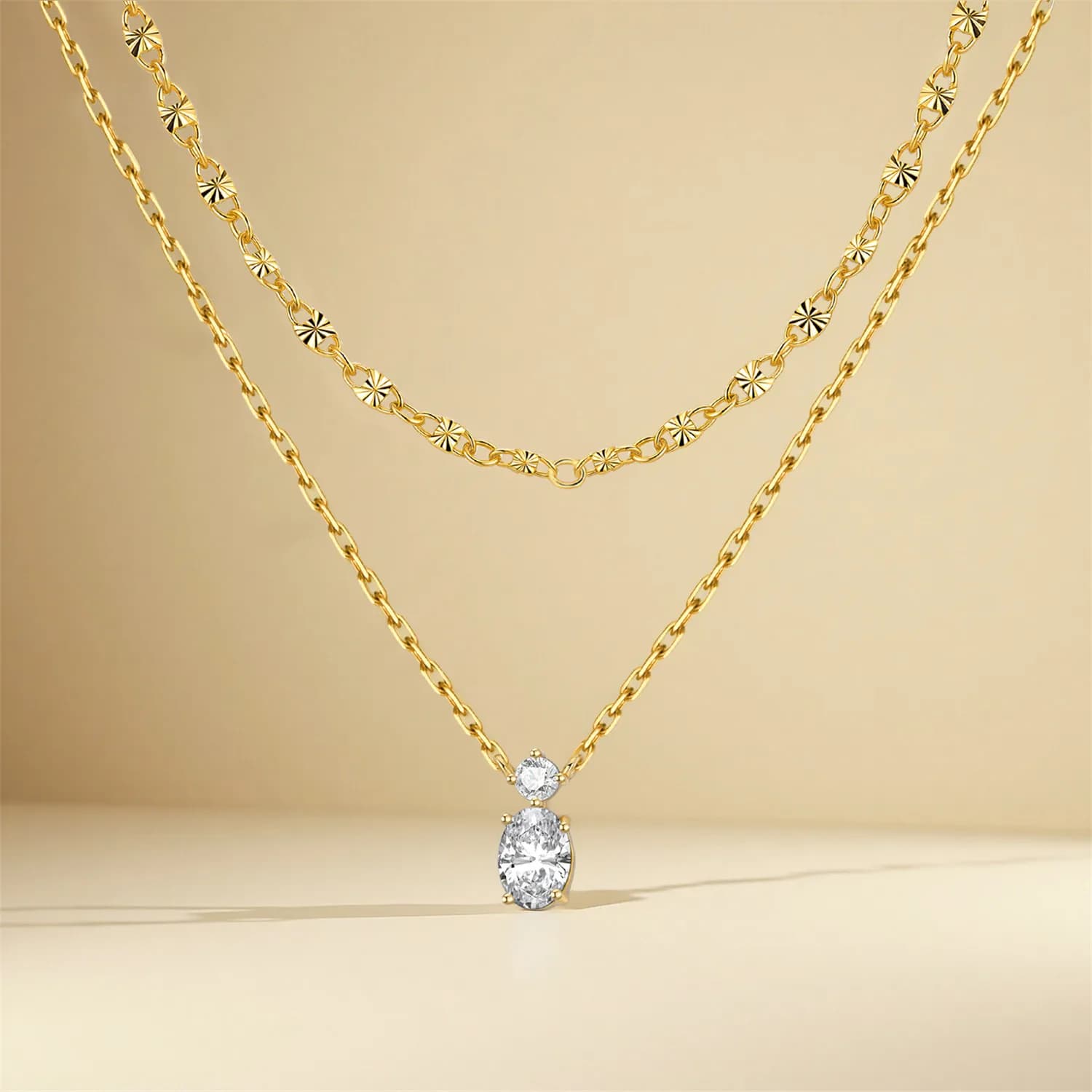 PANPOKI 925 argent Sterling exquis Zircon Double couche collier pendentif collier pour les femmes cadeaux d'anniversaire bijoux fins